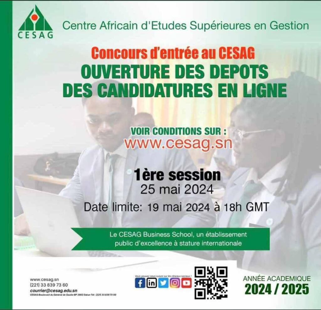 Concours CESAG 2024 – Dépôts ouverts