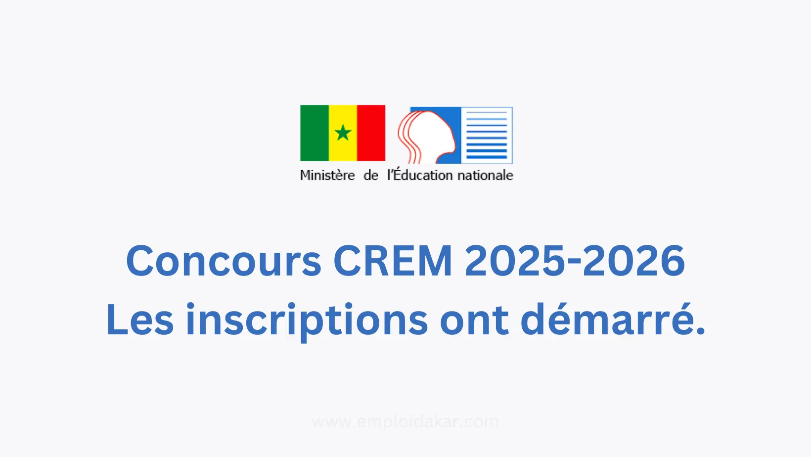 Concours CREM 2026 au Sénégal : les inscriptions sont ouvertes, conditions, dossier et conseils pour réussir