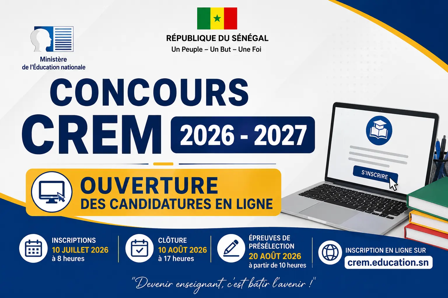 Comment s'inscrire au concours du CREM 2026 au Sénégal ? Guide complet étape par étape